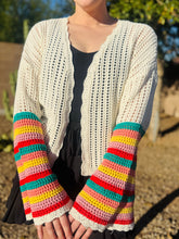 Colorful Bell Sleeve Crochet Cardigan