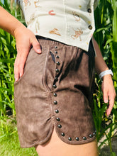 Brown Studded Leather Shorts