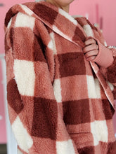 Mauve Check Fluffy Cardigan