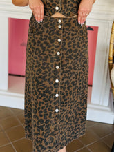 Leopard Denim Button Skirt