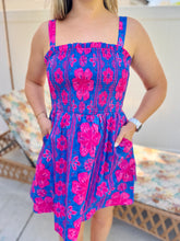 Blue & Pink Hibiscus Dress