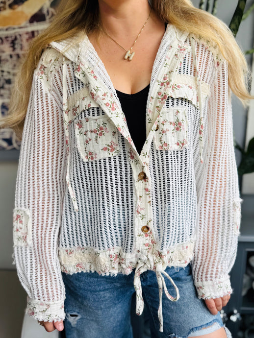Vintage Wash Floral Print Jacket