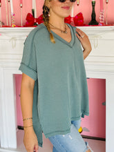 Jade Ribbed V-Neck Top