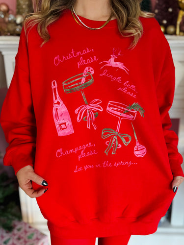 Red Christmas Please Crewneck