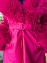 Hot Pink Leather Fur Coat