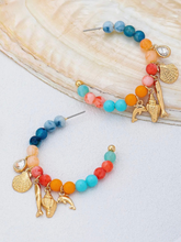 Nautical Charm Beaded Hoop Earrings