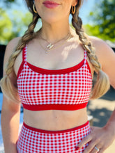 Red Gingham Layered Sports Bra