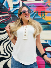 Ivory Button Short Sleeve Top