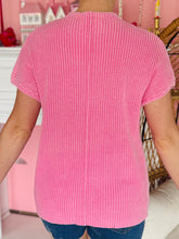 Pink Mineral Wash Short Sleeve Sweater