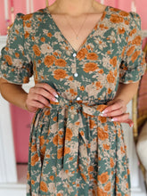 Green Floral Garden Party Dress