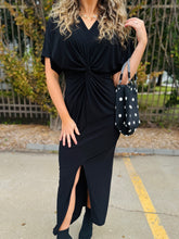 Black Twist Front Maxi Dress