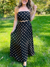 Black & Khaki Polka Dot Strapless Top