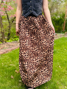 Leopard Pleated Maxi Skirt