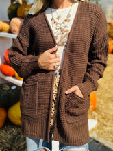 Brown Waffle Knit Cardigan