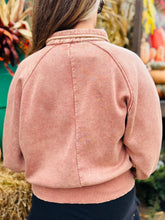 Rust Mineral Wash Half Button Pullover