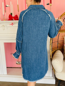 Medium Wash Denim Button Dress