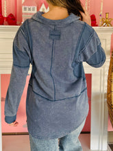 Blue Mineral Washed French Terry Knit Top