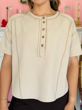 Tan Short Sleeve Henley Top
