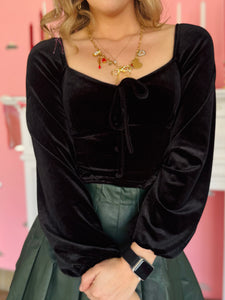 Black Velvet Long Sleeve Top