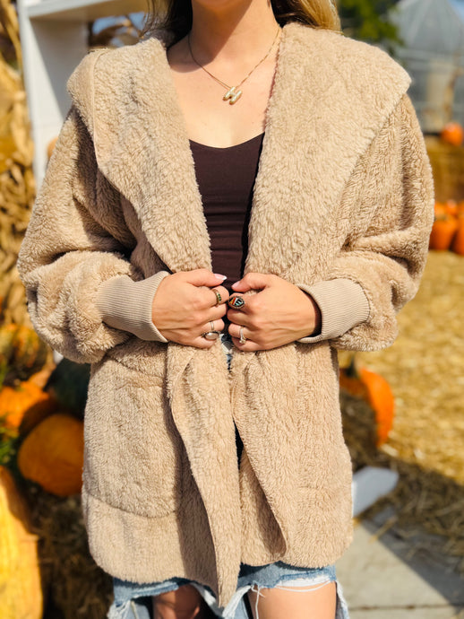 Tan Fluffy Cardigan