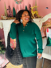 Hunter Green Quarter Button Sweater