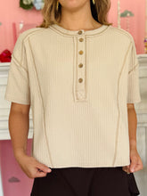 Tan Short Sleeve Henley Top