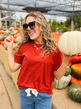 Rust Cotton Round Neck Tee