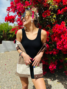 Ribbed Black Athletic Romper