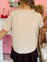 Tan Short Sleeve Henley Top