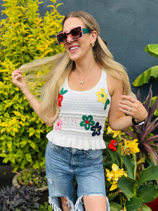 Colorful Floral Embroidered Top