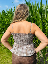Smocked Gingham Peplum Top