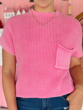 Pink Mineral Wash Short Sleeve Sweater