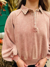 Rust Mineral Wash Half Button Pullover
