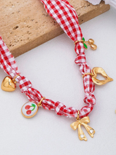 Red Gingham Scarf Charm Necklace