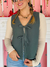 Jade Green Front Bow Sweater Vest