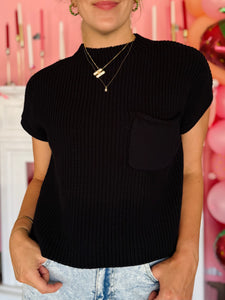 Black Short Sleeve Sweater