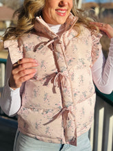 Floral Ruffle Sleeve Puffer Vest