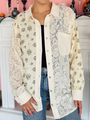 Oversized Floral Lace Lightweight Shacket