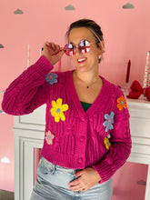 Pink 3D Flower Knit Cardigan