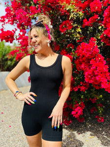 Ribbed Black Athletic Romper