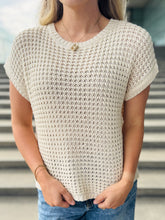 Crochet Knit Short Sleeve Sweater
