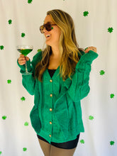 Plus Green Ruffle Cardigan
