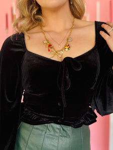 Black Velvet Long Sleeve Top
