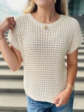 Crochet Knit Short Sleeve Sweater