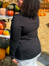 Plus Black V-Neck Long Sleeve