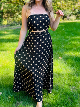 Black & Khaki Polka Dot Maxi Skirt
