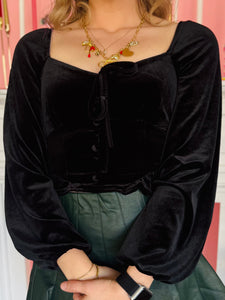 Black Velvet Long Sleeve Top