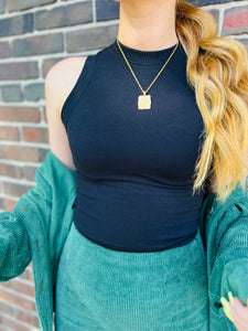 Black Ribbed Tank