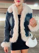 Blue Denim Fur Trim Coat