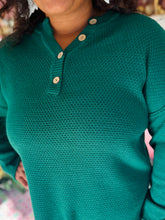 Hunter Green Quarter Button Sweater